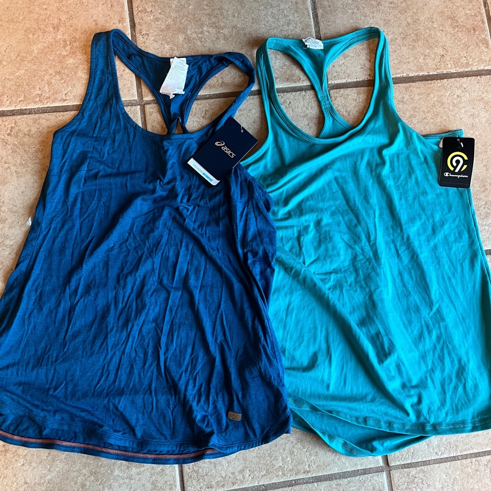 Asics Women's Dual Pack Tank Tops in Navy and Aqua